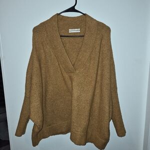 Anthropologie Warm Brown V-Neck Sweater